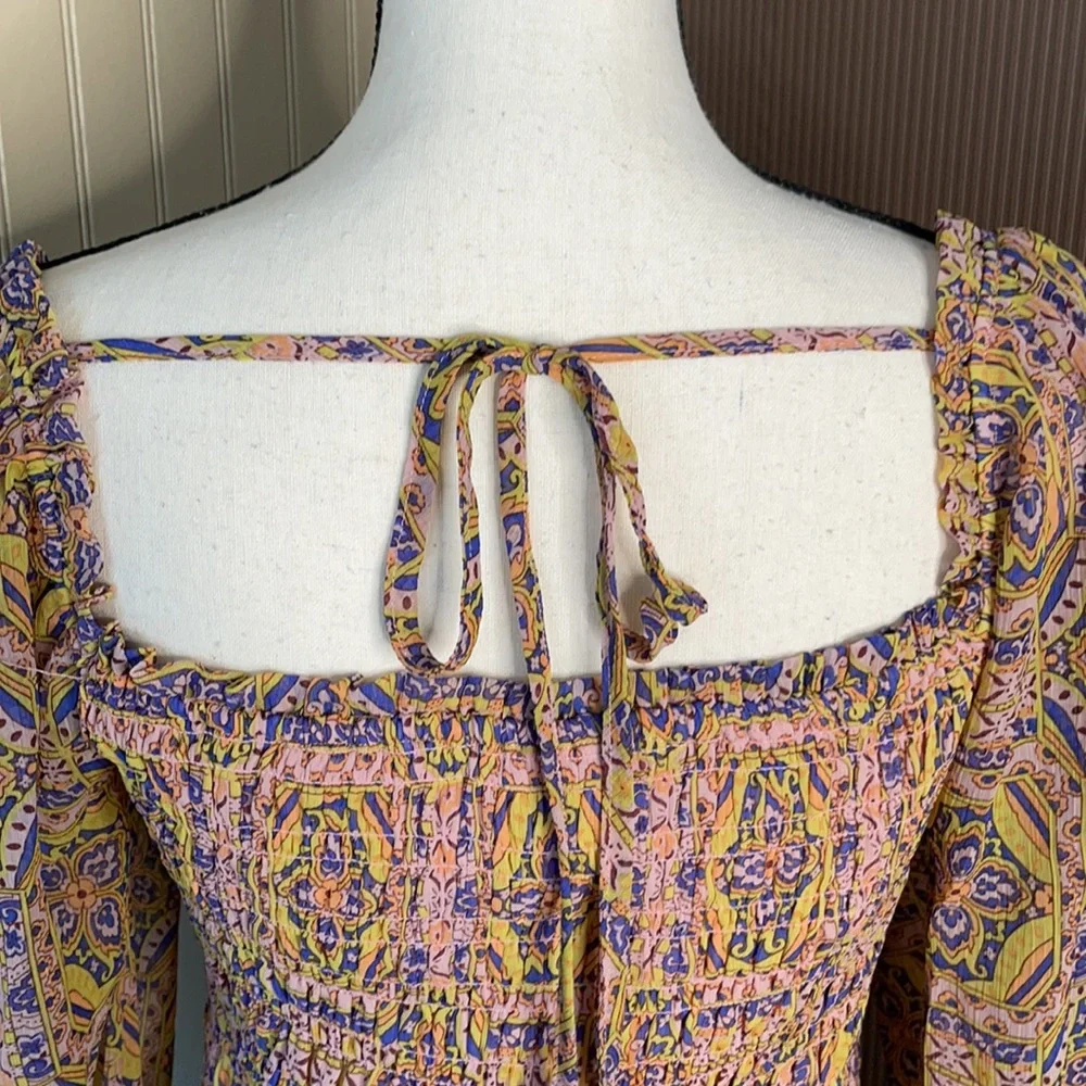 Moon river dress short size medium sheer long  sleeves